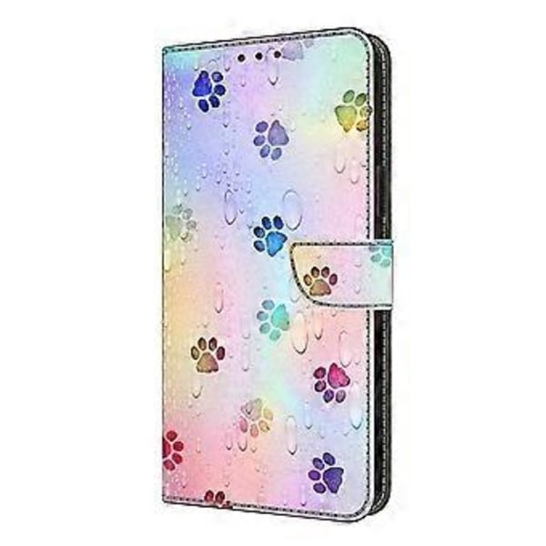 Læderetui med mønstertryk, tegnebog, stativ og flip-cover til Samsung Galaxy S25 Edge Cat Footprints
