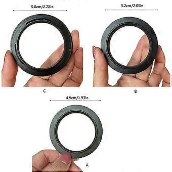 Metall Linsadapter Lins Omvänd för Kameror Lins Omvänd Adapter Linsfäste Konverterare 49mm / 52mm / 58mm Diameter 49mm