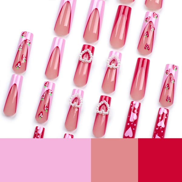 Love Pearls Bærbare Negleplader Lange - Inkluderer Bærbart Sæt
