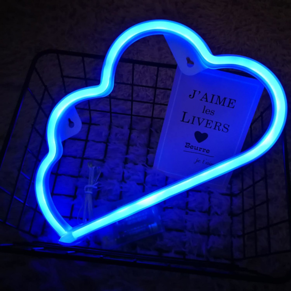 Vacker rumsdekoration Cloud neon LED-logotyp som används för väggdekoration