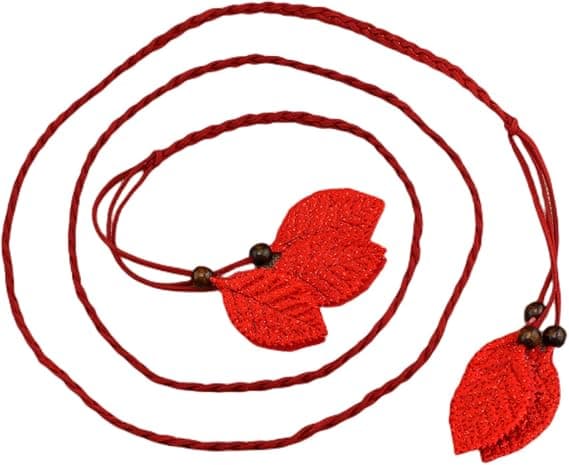 Vävda slipsnöre, bladpaljettklänning kedja (röd), bälte presentbälte, w