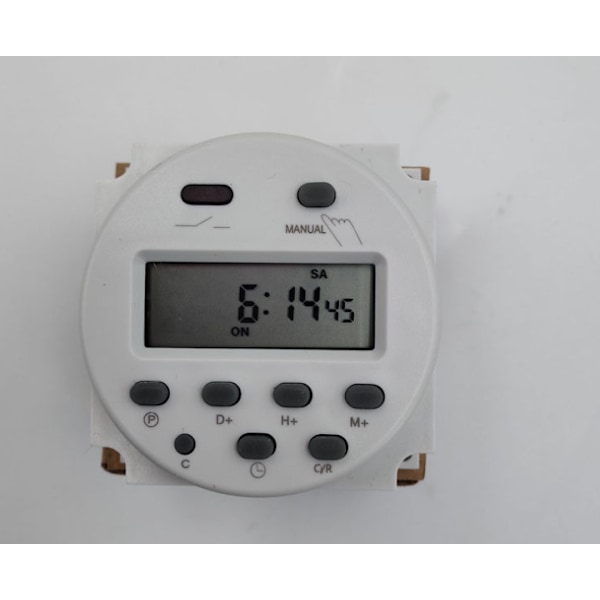 12V elektronisk timer Programmerbar LCD-skærm, hvid, 6*6*3.2cm