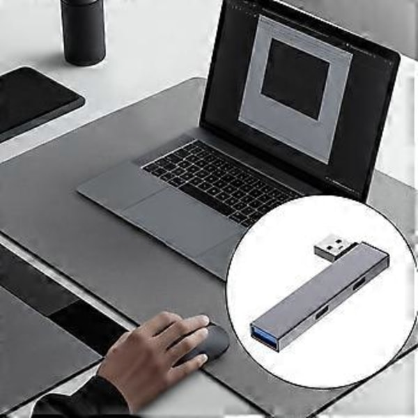 4-in-1 USB3.0 -keskitin USB3.0-, USB2.0-portilla, USB - 2Type C+USB -adapteri, USB-jakaja 5 Gbps USB3.0 -dataportti 480 Mbps USB2.0 Hopea Silver