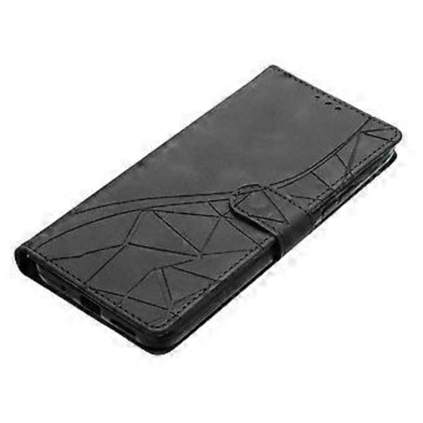 For Honor 400 Lite Etui Wallet Stand Præget Trekantmønster Læder Telefon Flip Cover Black