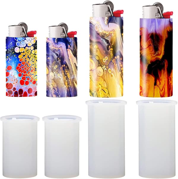 4 stk. Lighter Harpiksformer, Lighter Etui Former Epoxy Harpiks Lighter