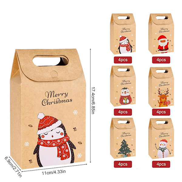 24 st Julklappspåsar Jultomte Julafton presentförpackning Julklappsaskar