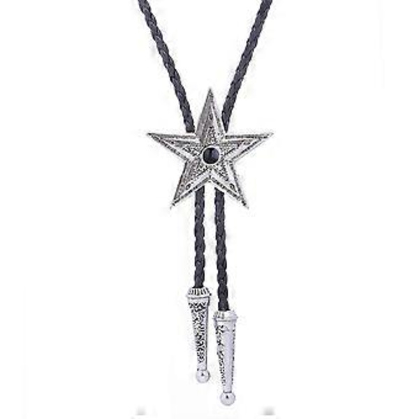 Cowboy-solmio Tähti Bolo-solmio Turkoosi Bolo-solmio Lännen Vintage Bolo-solmio Alkuperäiskansojen Amerikkalainen Bolo-solmio Miehille Cowboy-kaulasolmio Thai silver black