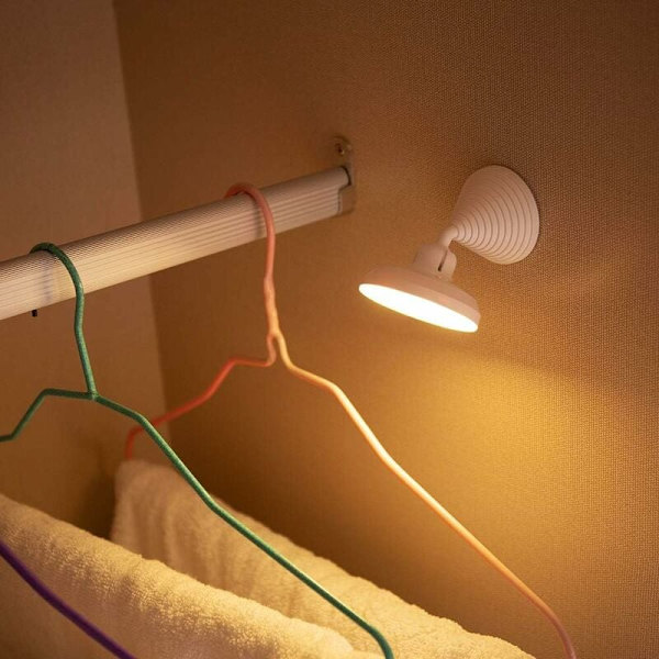 Dubbelinduktion infraröd rörelsesensor LED-nattlampa – infraröd magnetlampa – vägglampa för skåp, trappa, USB uppladdningsbar (1 st varmvit)