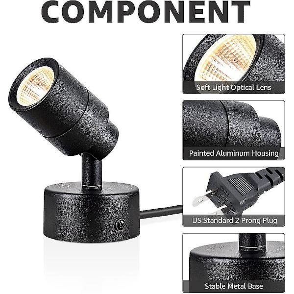 2 stk. LED-spotlights til indendørs brug, 3W op-lys til indendørs gulvspotlights