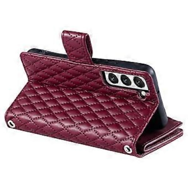 Style 012 til Samsung Galaxy S22 5G Etui Håndtaske Lynlåslomme Glitter Læder Telefon Cover Style C