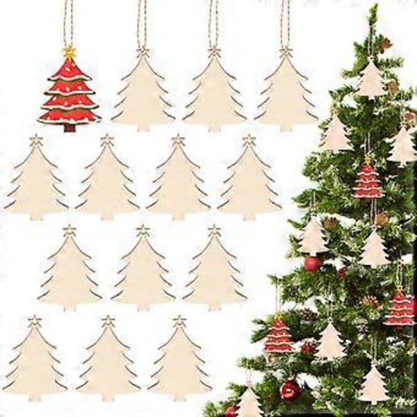 50 stk. juletrepynt i tre, juletrehengende ornament