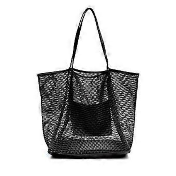Strandtaske til kvinder, shopper tote med stor kapacitet til pool, svømning, rejser, ferie, letvægts, bærbar net skuldertaske