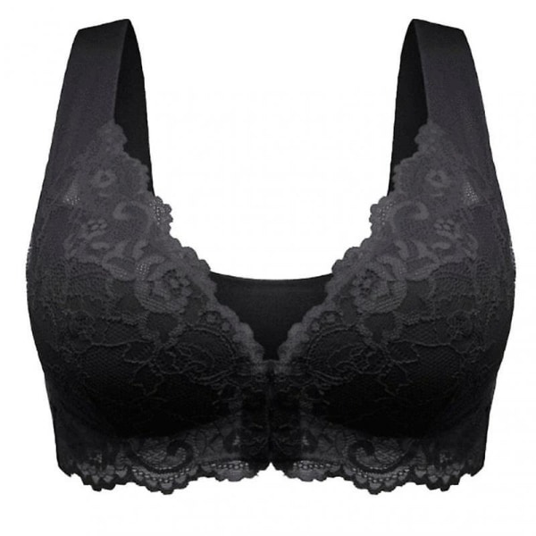 Frontlukking BH Med Floral Lace Lift Stretch 5d Shaping Sømløs BH Push Up Full Dekning Undertøy For Big Cup.L.Black
