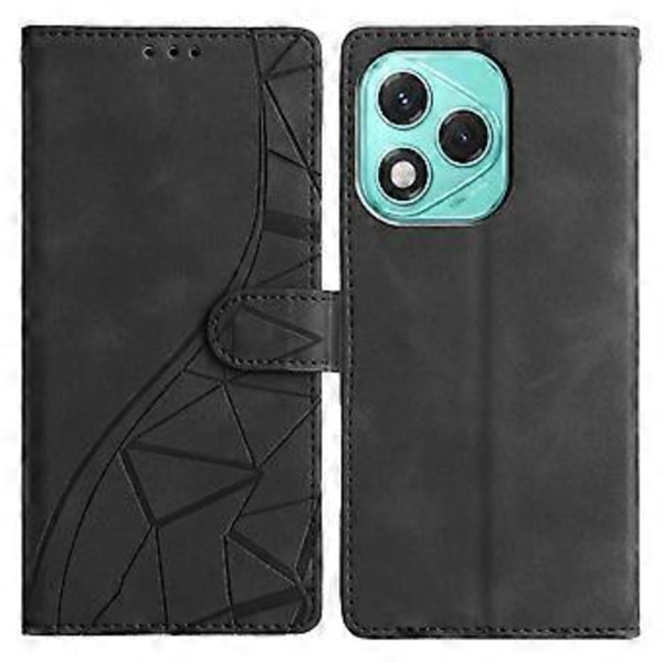 For Honor 400 Lite Etui Wallet Stand Præget Trekantmønster Læder Telefon Flip Cover Black