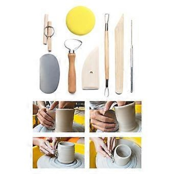13 st DIY Lerskulptur Keramikverktyg Set Multifunktionell Snideri Punkt Borrpenna Keramik Skulptering Svamp Skrapa Kit