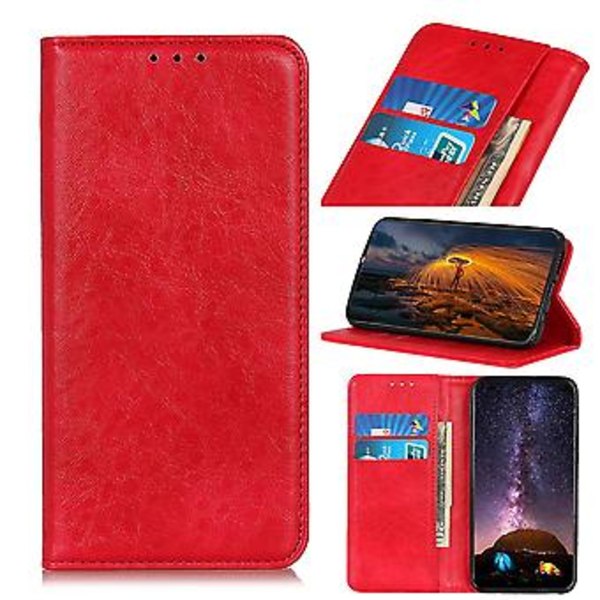 Magnetisk PU-etui med Crazy Horse-tekstur til OnePlus Nord 2 5G Red