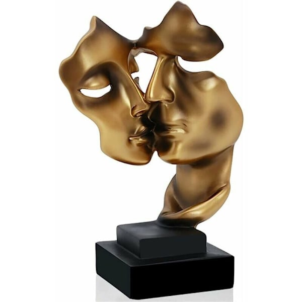 Modern skulptur, gyllene abstrakta konstfigurer, vardagsrumsdekoration