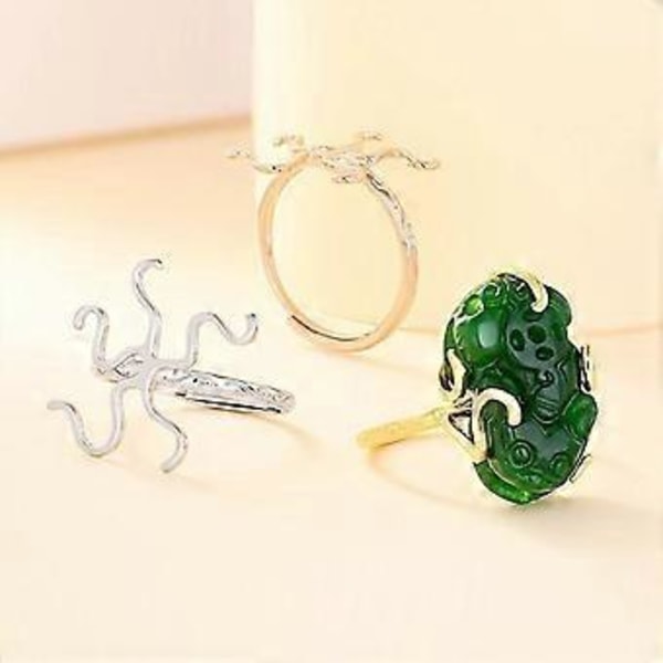 Kopparringar Tom Basfäste DIY Inställning Smyckestillverkningstillbehör Inlagd Kristall Turkos Naturlig Ädelsten för Kvinnor Silver Silver D