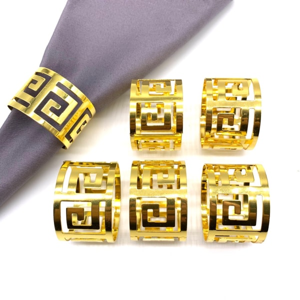 Napkin Rings, Pack of 6 Metal Napkin Holders Buckles Gold Napkin