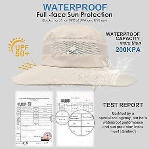 Naisten vedenpitävä bucket-hattu, leveä lieri, hengittävä verkko, UPF50+ metsästyshattu, ristikkäinen poninhäntäaukko, ulkoiluun sopiva sadehattu