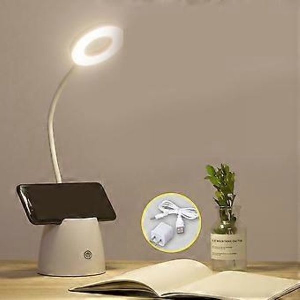 LED Foldbar Bordlampe Øjenbeskyttelse Smart Justering Blødt Lys Bordlampe med Penneholder til Hjemmekontor Varmt Hvidt Lys