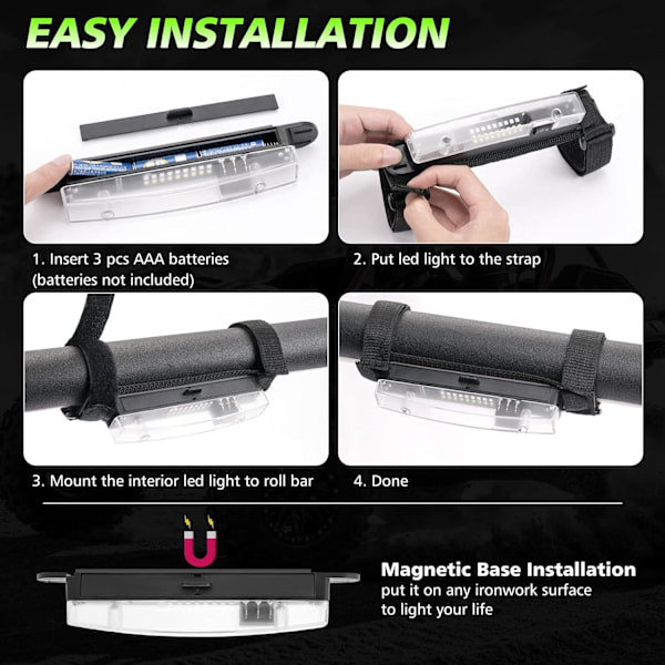 LED Dome Light UTV Interiør Dome Light, Universal Roll Bar Mount