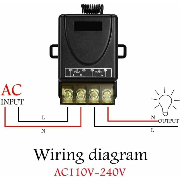 1 stk trådløs fjernkontrollbryter AC 110V/120V/240V/40A, radio f