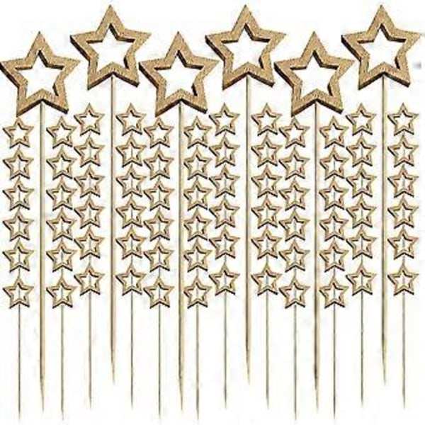 100 stk. Jule Frugt Pinde Femtakket Stjerne Pinde Jule Tema Cocktail Pinde Frugt Pinde