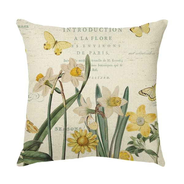 Set med 4 Dekorativa Blommiga Kuddfodral 45 x 45 cm Kuddfodral