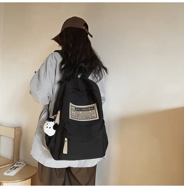 Skuldertaske med stor kapacitet, rygsæk, computertaske - Sort