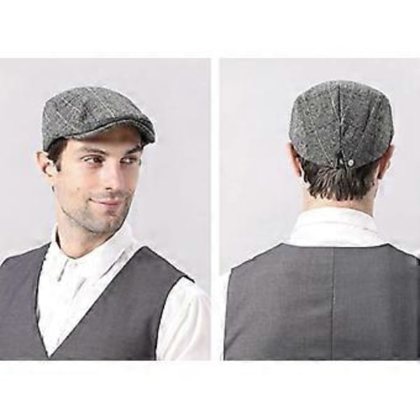 Peaked cap til midaldrende og ældre, justerbar klassisk beret flat cap (sort)