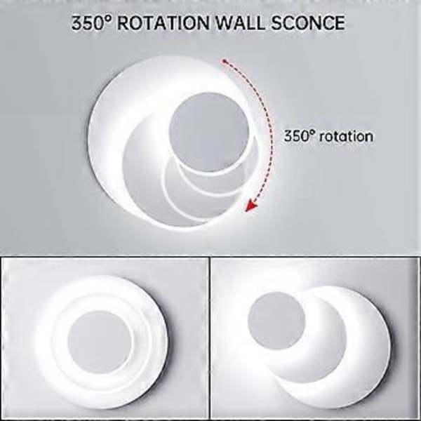 Murale LED 15W DIY Vegglampe Lysende Svingbar 350 Moderne Innendørs Vegglampe LED 6500K Varm For Soverom, Stue, Soverom Co