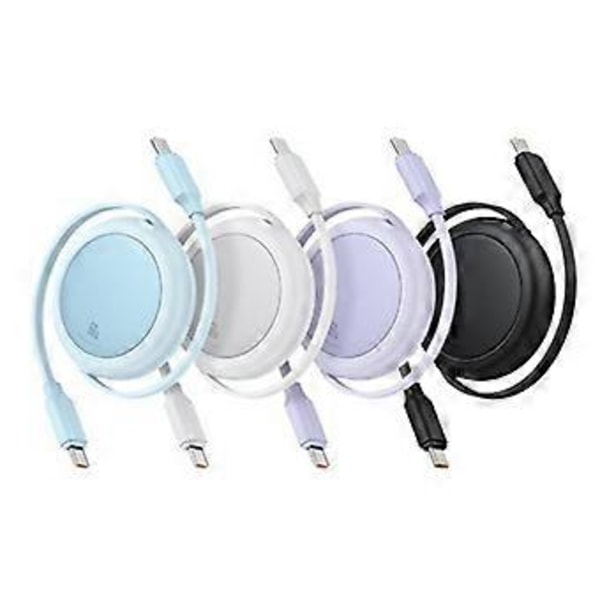 USB C Infällbar Laddningskabel, Typ C till Typ C Snabbladdningssladd, PD60W för Mobiltelefoner Surfplattor Datakabel Blå Blue