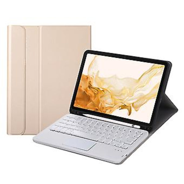 Tangentbord + Fodral För Samsung Galaxy Tab S8 11 tum SM-X700 Guld Gold