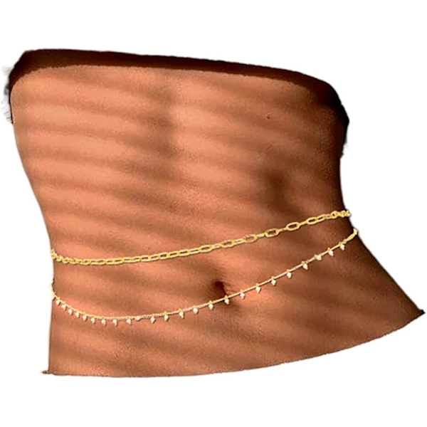 Pearl midjekedjor Guld lager magkroppskedja Beach Summer Bod