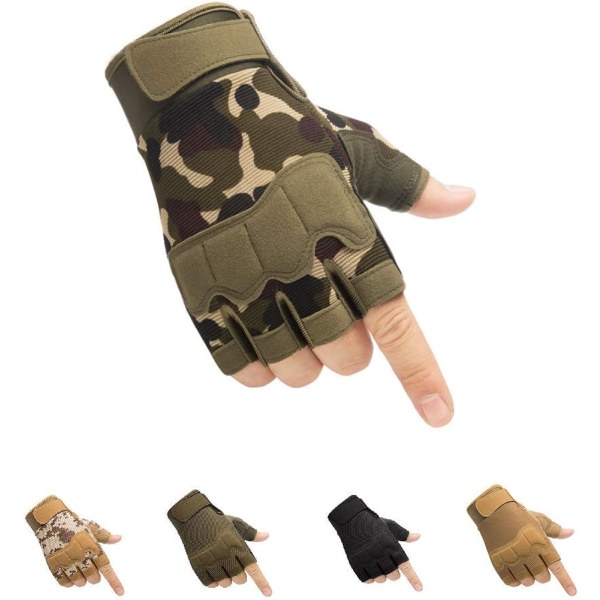 Fingerlösa taktiska handskar, lätta, andningsbara och skyddande