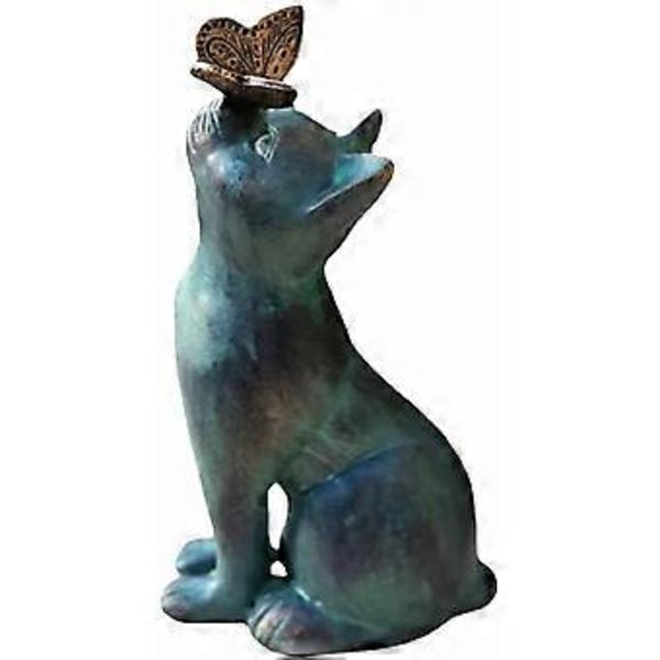 Trädgårdsstaty Hem fjäril fastnat på kattnos Skulptur Prydnad Dekorativ Figurin Fe Konst Gård