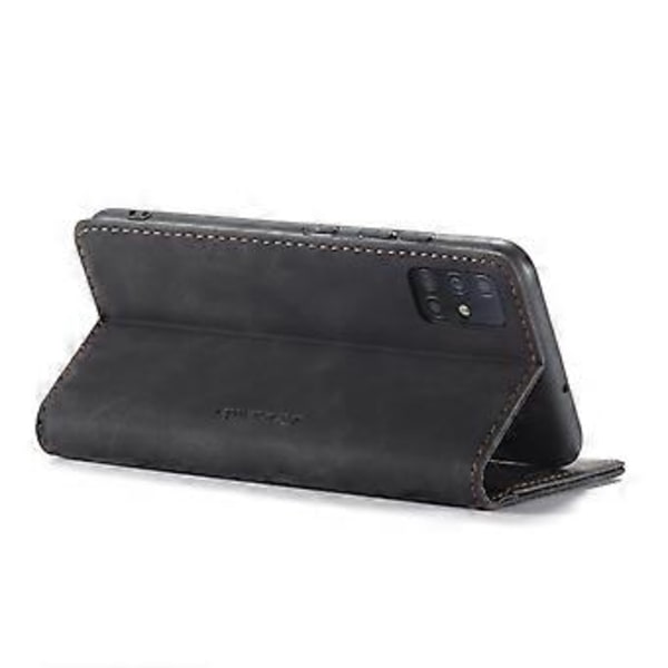 Multifunktionellt horisontellt flip-läderfodral för Galaxy A51 Black