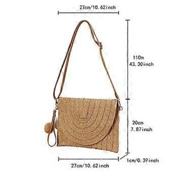 Allsidig axelväska för kvinnor Enkel strandväska i halm Mode Crossbody-väska Vardagsväska Handgjord handväska Mörkbrun Deep brown