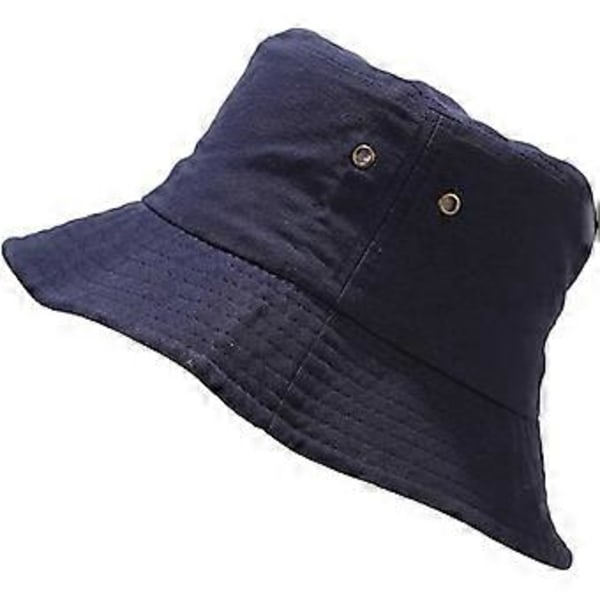 Bucket Hat Sommar Resa Strand Solhatt Fiskehattar Utomhuskeps för Kvinnor Män (Marinblå)