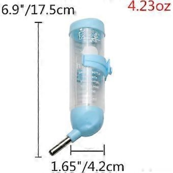 3 i 1 Hamster Hængende Vandflaske Kæledyr Automatisk Dispenser med Base til Dværg Hamster Mus Rotte Pindsvin (125ML Blå)