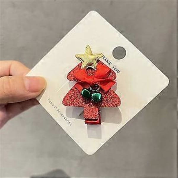 Sött Hårspänne Glitter Julgran Form Ankklämma Hårklämma för Hästsvans Lugg Hårnålar för Tonåringar Barn 6 6
