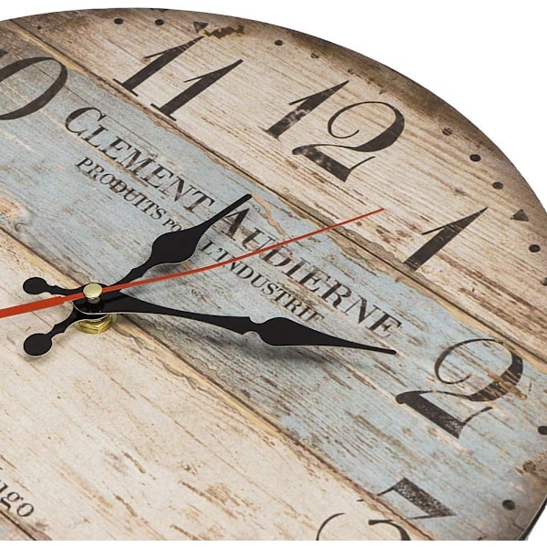 30 cm Vintage Rustik Væg Ur, Stille Træskive Timer Ur f