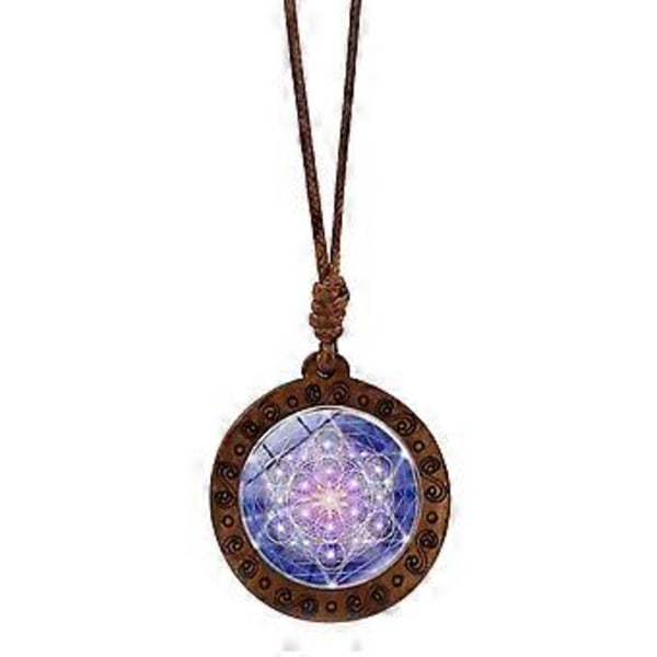 Pyhä geometria puuriipus choker vintage heksagrammi kaulakoru säädettävä pituus kaulaketju henkisille harrastajille 7