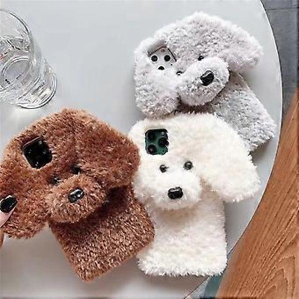 Kompatibel med iPhone 13 Pro Pälsfodral Sött Faux Päls Plysch Fluffigt Telefonfodral för Flickor Kvinnor Silikon Stötsäkert Stötfångare Mjukt Baksidesfodral för iPh