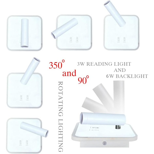 LED-vägglampa sänglampa läslampa 12W LED-vägglampa läsning L