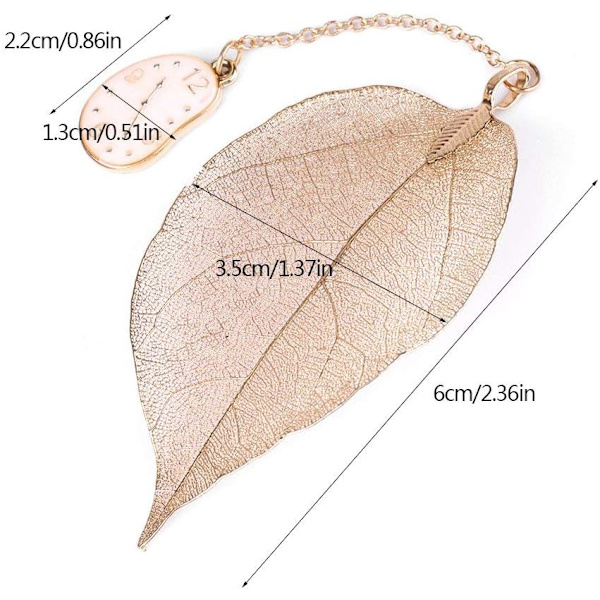 1 stk. (ur) Delikat gyldent blad metalbogmærke ultratyndt Crea