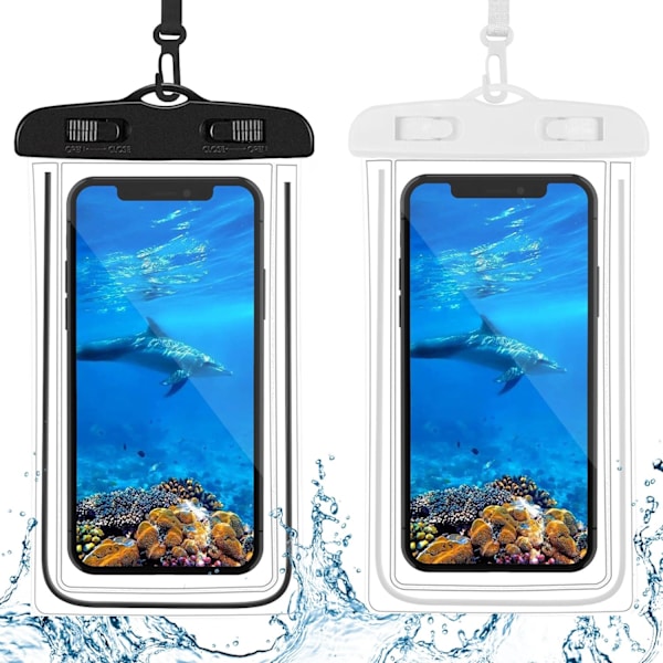 (Svart+Vit) 2-pack Vattentät Smartphone-påse, Universell IPX