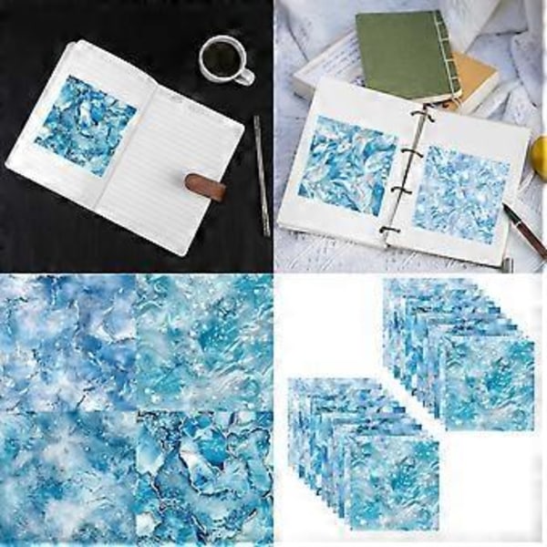 24 arkkia jääkidepaperia, leikekirjapaperia, koristepaperia leikekirjoihin, päiväkirjoihin, paperiaskarteluun, luoviin projekteihin