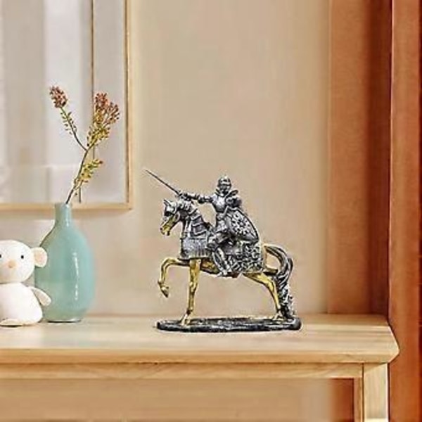 Ridder Hest Statue Resin Figur Skulptur til Kontor Entré Bogreol()